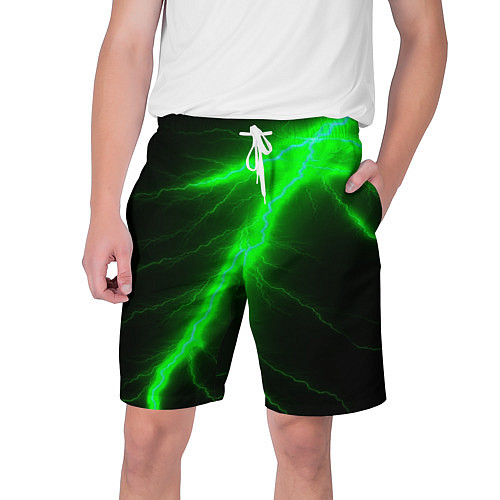 Мужские шорты Зеленый разряд молнии / 3D-принт – фото 1