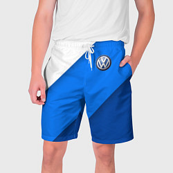 Шорты на шнурке мужские Volkswagen - голубые линии, цвет: 3D-принт
