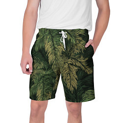 Шорты на шнурке мужские Камуфляж хвойный лес, цвет: 3D-принт