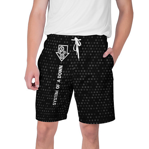 Мужские шорты System of a Down glitch на темном фоне: по-вертика / 3D-принт – фото 1