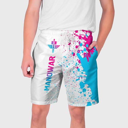 Мужские шорты Manowar neon gradient style: по-вертикали / 3D-принт – фото 1