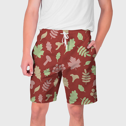 Мужские шорты Осень - бордовый 3 / 3D-принт – фото 1