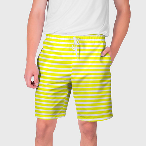 Мужские шорты Жёлтый с белыми полосками / 3D-принт – фото 1