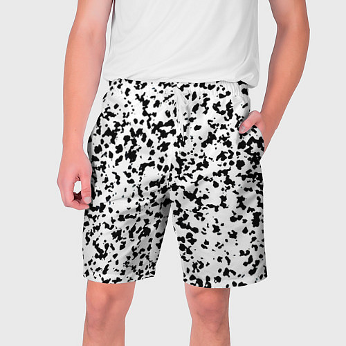 Мужские шорты Пятнистый чёрно-белый паттерн / 3D-принт – фото 1