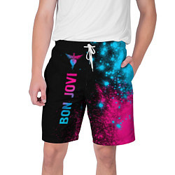 Мужские шорты Bon Jovi - neon gradient: по-вертикали
