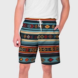 Шорты на шнурке мужские Этнический орнамент в горизонтальную полоску, цвет: 3D-принт