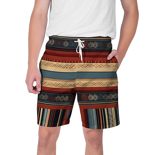 Мужские шорты Этнический принт в полоску / 3D-принт – фото 1