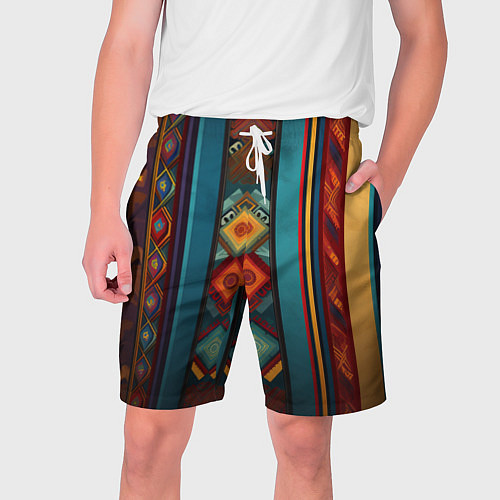 Мужские шорты Этнический орнамент в вертикальную полоску / 3D-принт – фото 1