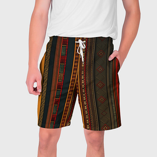 Мужские шорты Этнический узор в вертикальную полоску / 3D-принт – фото 1