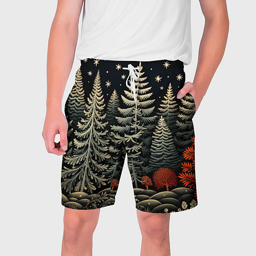Мужские шорты Новогоднее настроение лес / 3D-принт – фото 1