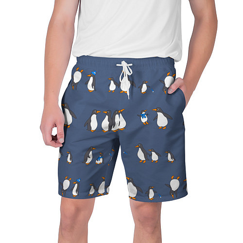 Мужские шорты Забавное семейство пингвинов / 3D-принт – фото 1