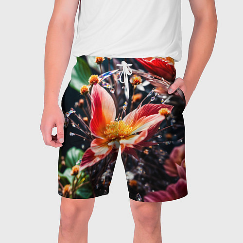 Мужские шорты Красный цветок капли / 3D-принт – фото 1