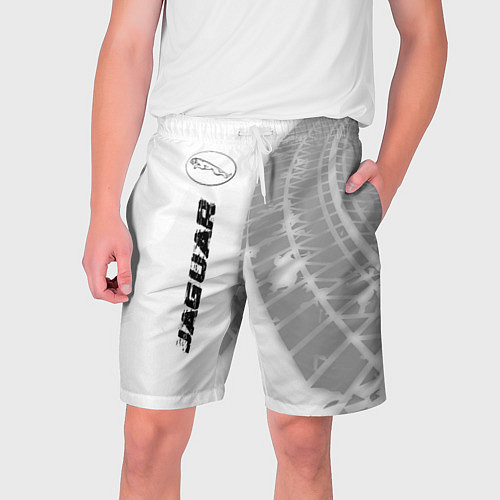 Мужские шорты Jaguar speed на светлом фоне со следами шин по-вер / 3D-принт – фото 1