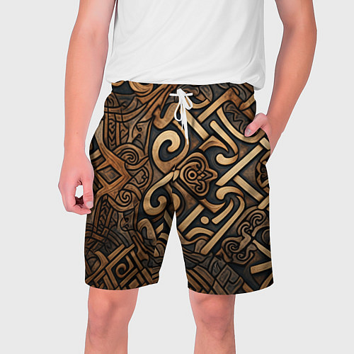 Мужские шорты Асимметричный узор в викингском стиле / 3D-принт – фото 1