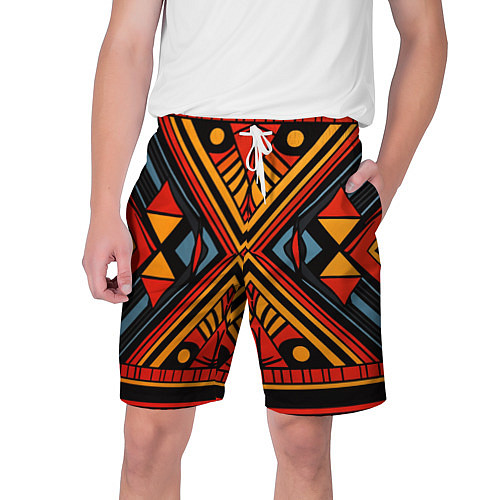 Мужские шорты Геометрический узор в африканском стиле / 3D-принт – фото 1