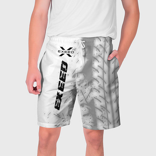 Мужские шорты Exeed speed на светлом фоне со следами шин по-верт / 3D-принт – фото 1