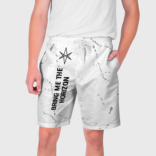 Мужские шорты Bring Me the Horizon glitch на светлом фоне по-вер / 3D-принт – фото 1