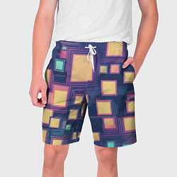 Шорты на шнурке мужские Разноцветные ретро квадраты, цвет: 3D-принт