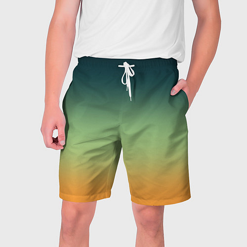 Мужские шорты Темно-зеленый и желтый градиент / 3D-принт – фото 1