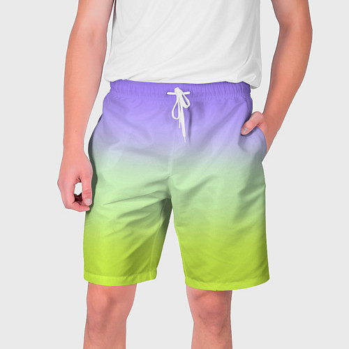 Мужские шорты Фиолетовый мятный и желто-зеленый градиент / 3D-принт – фото 1