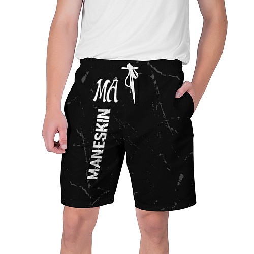 Мужские шорты Maneskin glitch на темном фоне по-вертикали / 3D-принт – фото 1