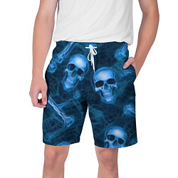 Шорты на шнурке мужские Синие черепа и кости, цвет: 3D-принт