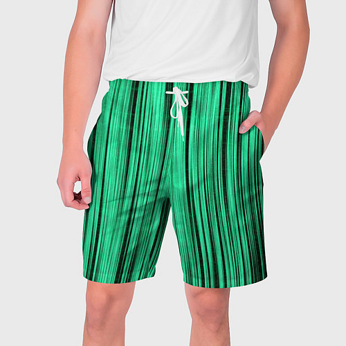 Мужские шорты Абстракция полосы зелёные / 3D-принт – фото 1