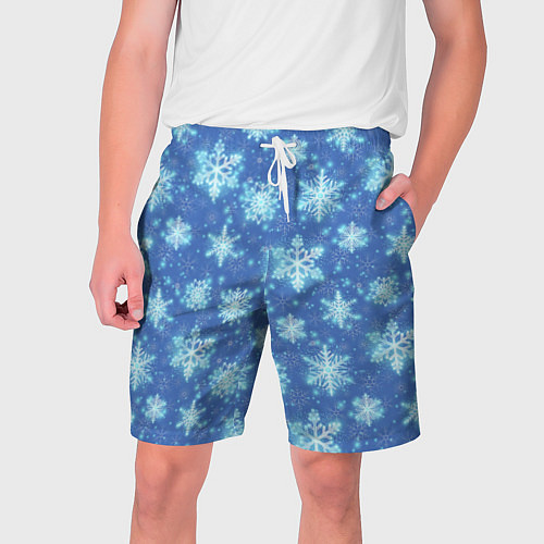 Мужские шорты Pattern with bright snowflakes / 3D-принт – фото 1