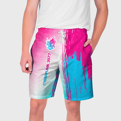 Мужские шорты Cyberpunk 2077 neon gradient style по-вертикали / 3D-принт – фото 1