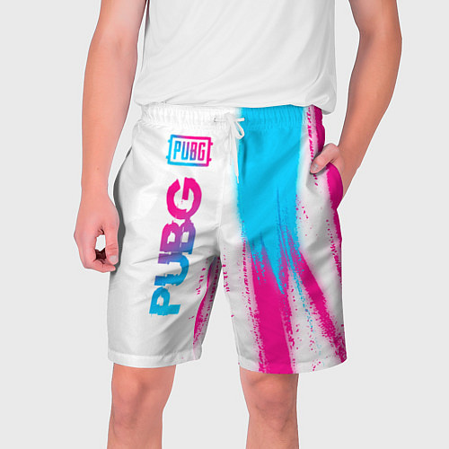 Мужские шорты PUBG neon gradient style по-вертикали / 3D-принт – фото 1