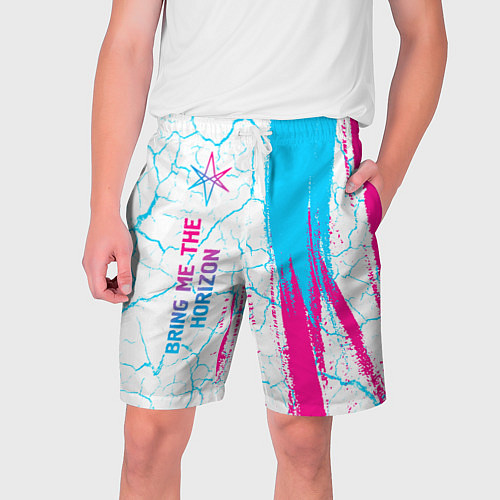 Мужские шорты Bring Me the Horizon neon gradient style по-вертик / 3D-принт – фото 1