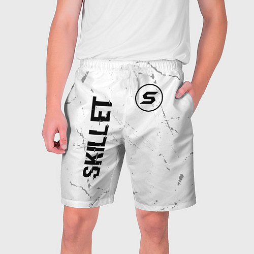 Мужские шорты Skillet glitch на светлом фоне вертикально / 3D-принт – фото 1