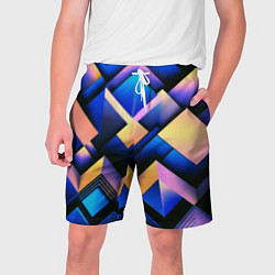 Шорты на шнурке мужские Неоновые абстрактные горы, цвет: 3D-принт