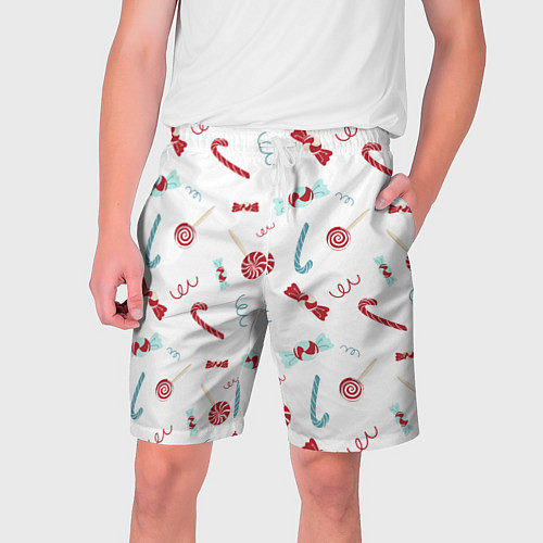 Мужские шорты Новогодние конфетки и подарки / 3D-принт – фото 1