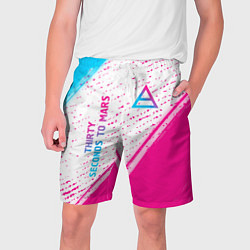 Шорты на шнурке мужские Thirty Seconds to Mars neon gradient style вертика, цвет: 3D-принт