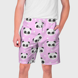 Шорты на шнурке мужские Милая улыбающаяся панда, цвет: 3D-принт