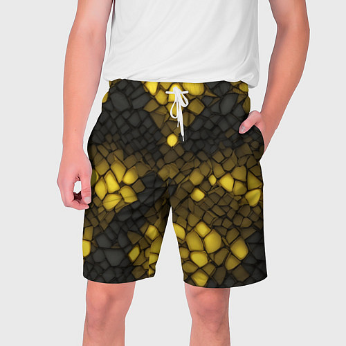Мужские шорты Жёлтый трескающийся камень / 3D-принт – фото 1