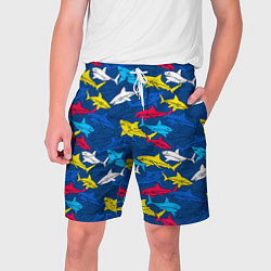 Мужские шорты Разноцветные акулы на глубине