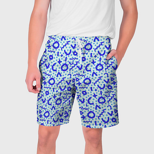 Мужские шорты Синие каракули / 3D-принт – фото 1