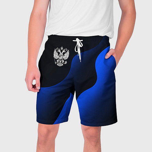 Мужские шорты Герб РФ - глубокий синий / 3D-принт – фото 1