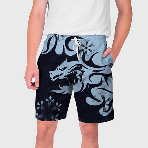 Мужские шорты Дракон со снежинками / 3D-принт – фото 1