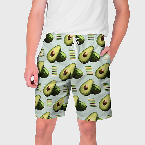 Мужские шорты Авокадо и полосы / 3D-принт – фото 1