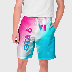 Шорты на шнурке мужские GTA 6 neon gradient style вертикально, цвет: 3D-принт