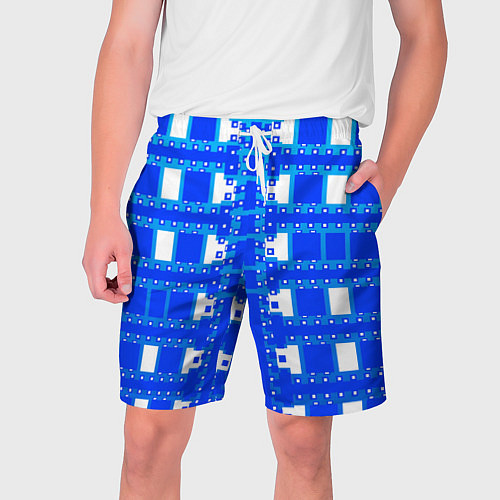 Мужские шорты Синие и белые квадраты / 3D-принт – фото 1
