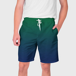 Шорты на шнурке мужские Темно-зеленый и синий градиент, цвет: 3D-принт