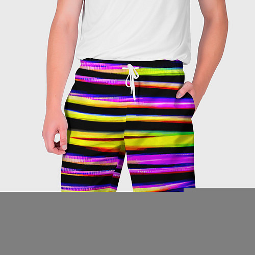 Мужские шорты Цветные неоновые полосы / 3D-принт – фото 1