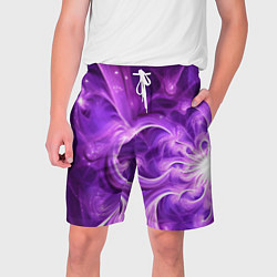 Шорты на шнурке мужские Фиолетовая фрактальная абстракция, цвет: 3D-принт