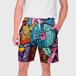 Шорты на шнурке мужские Кулак - граффити, цвет: 3D-принт