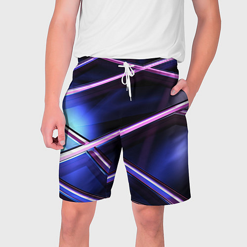 Мужские шорты Фиолетовая геометрическая абстракция / 3D-принт – фото 1