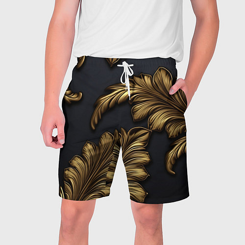 Мужские шорты Золотые узоры в виде листьев / 3D-принт – фото 1